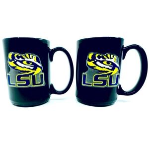 TWO LSU Tigers pop out logo 15oz Black Ceramic Mug